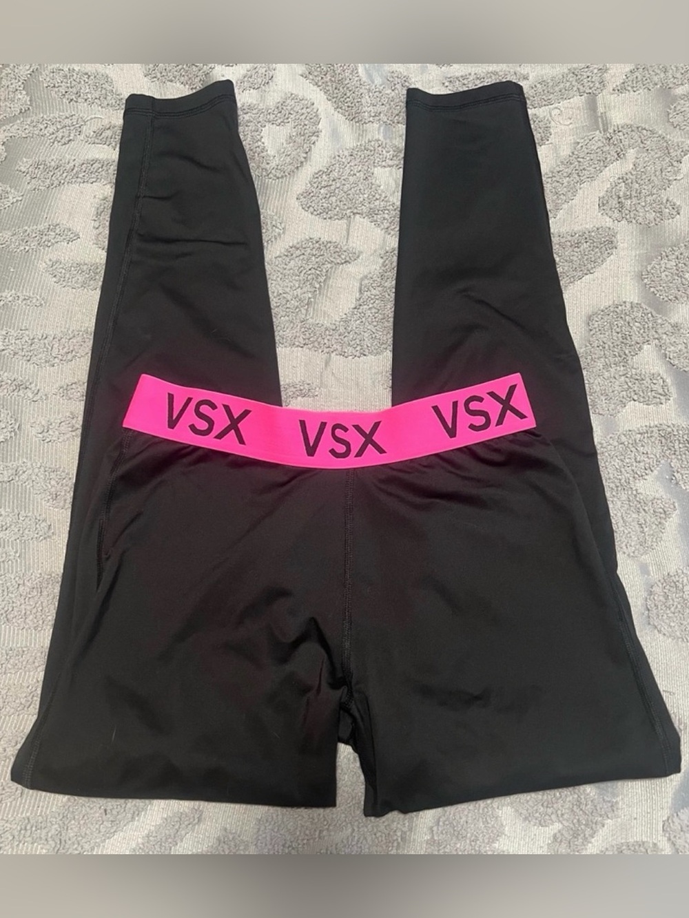 Victoria’s Secret VSX The Player Black Leggings with Pink Waistband Medium